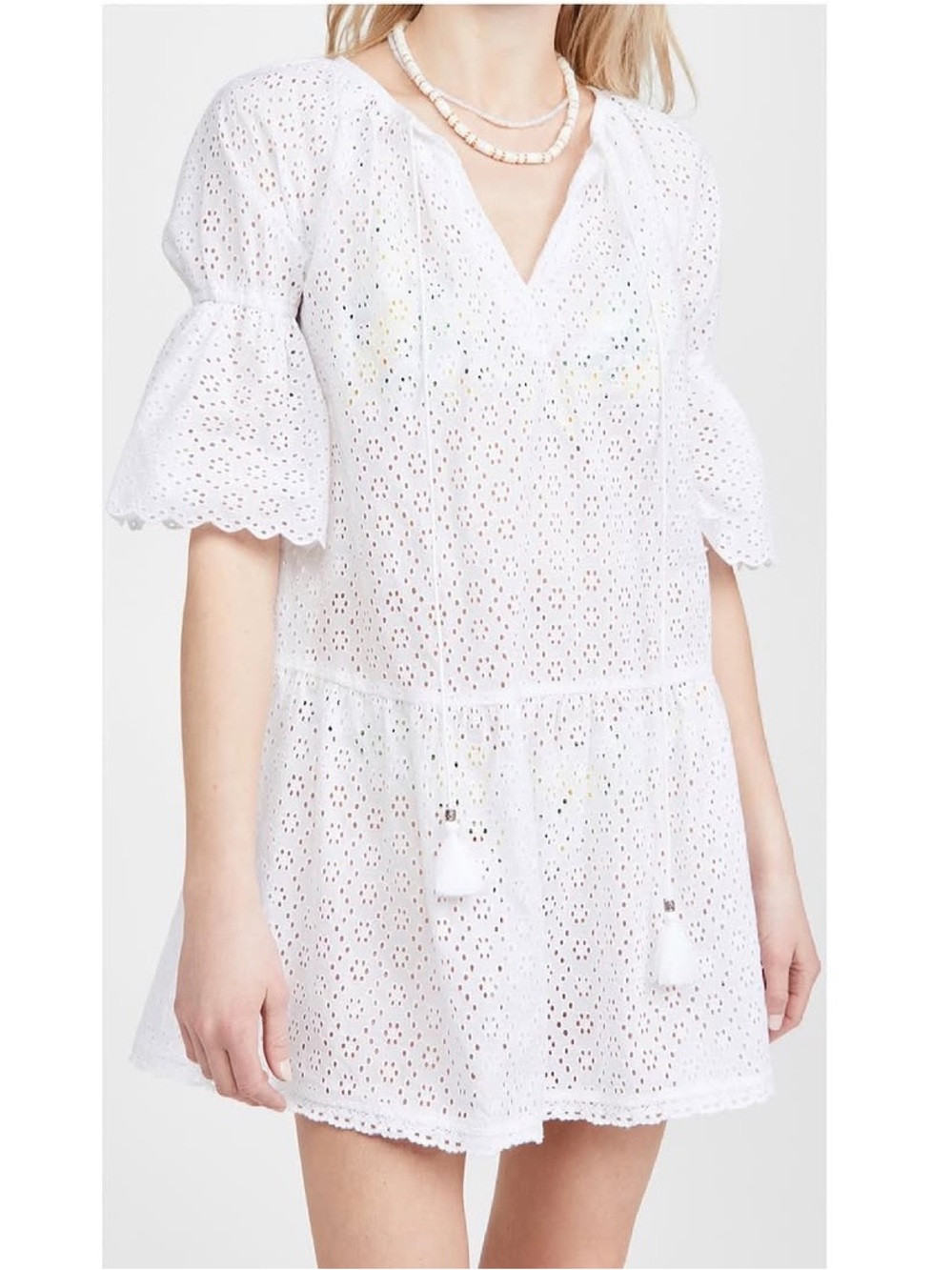 Playa Lucila Shopbop White Eyelet Tassel Swim Coverup Dress